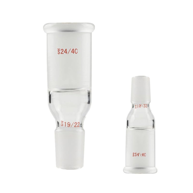 Glass Reducing Connecting Adapter, Borosilicate Glass from 24/40 Outer to 19/22 Inner Joint Connecting Adapter for Laboratory Lab Supply